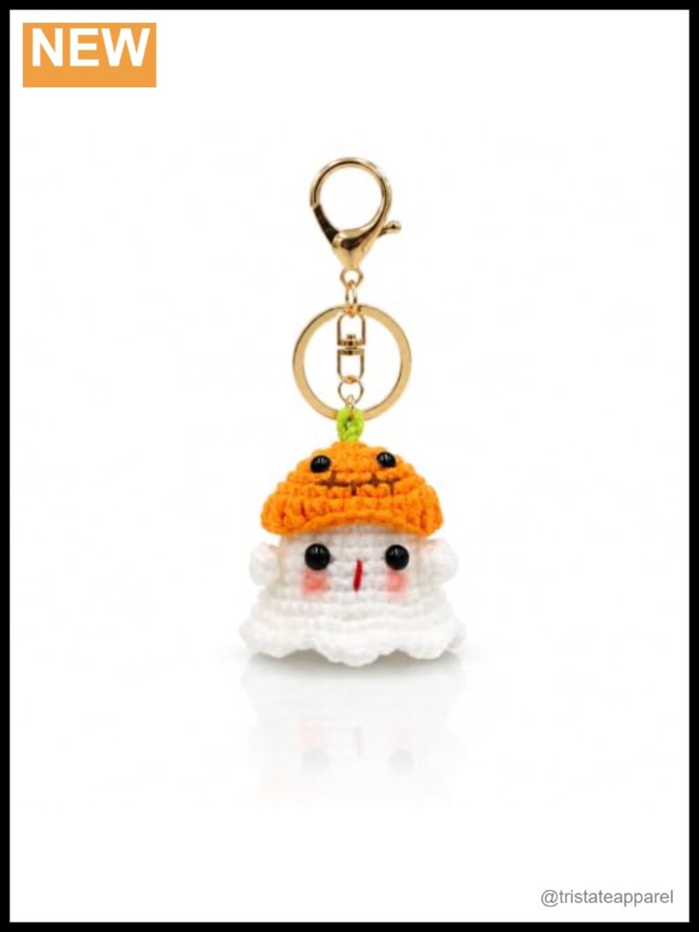 Handmade Crochet Ghost Witch Hat Keychain Keyring Charm